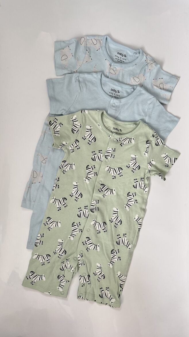 3 gab. īsie romperi “Zebras”