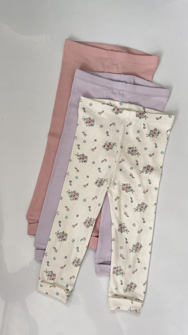 3 gab. ribbed legingi “Pastel ziedi”