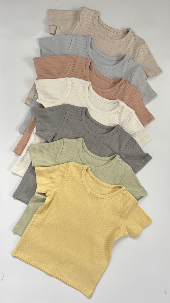 7 gab. ribbed T-krekli “Pastel Natural”