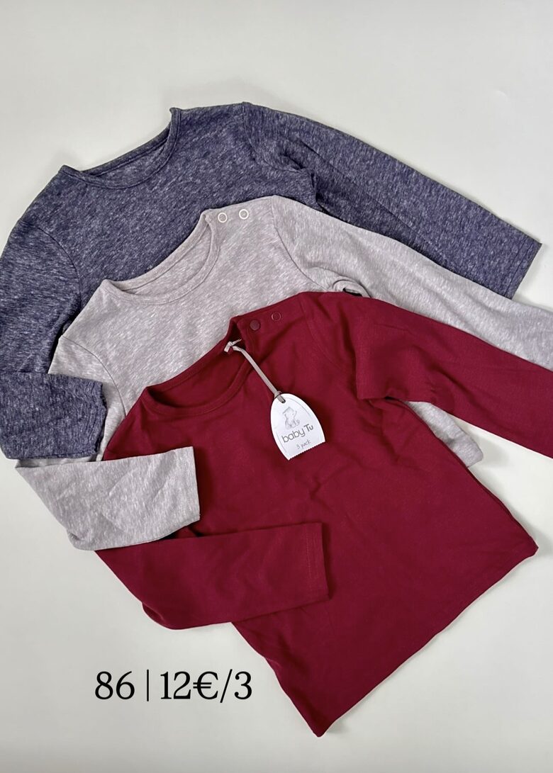 3 gab. garroku krekliņi vienkrāsaini