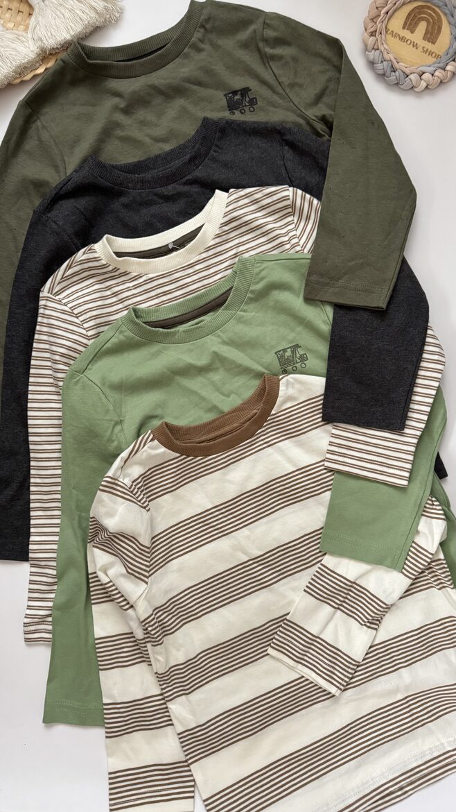 5 gab. garroku krekliņi “Zaļi, svītraini”