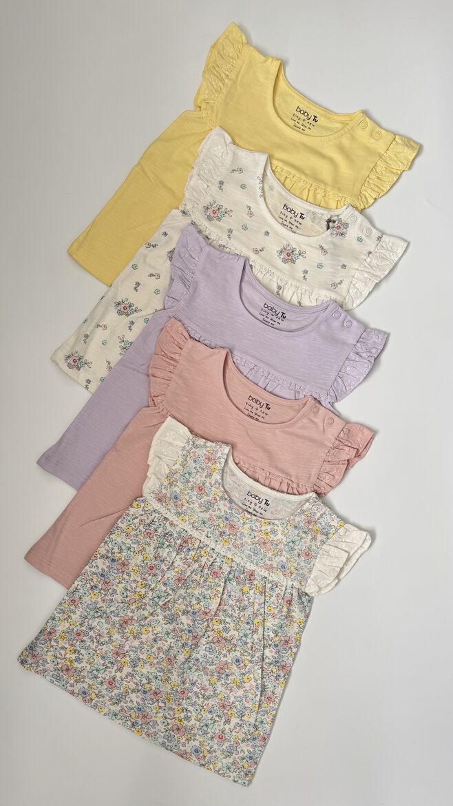 5 gab. T-krekli “Pastel puķītes”