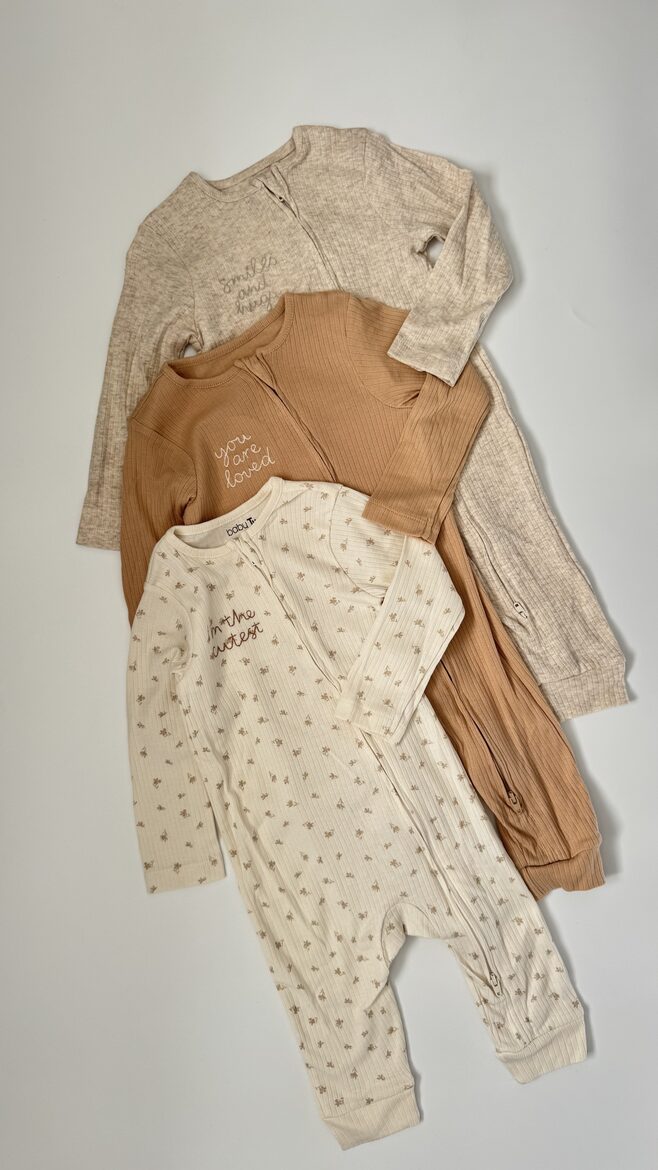 3 gab. naturālu toņu ribbed zip rāpuļi