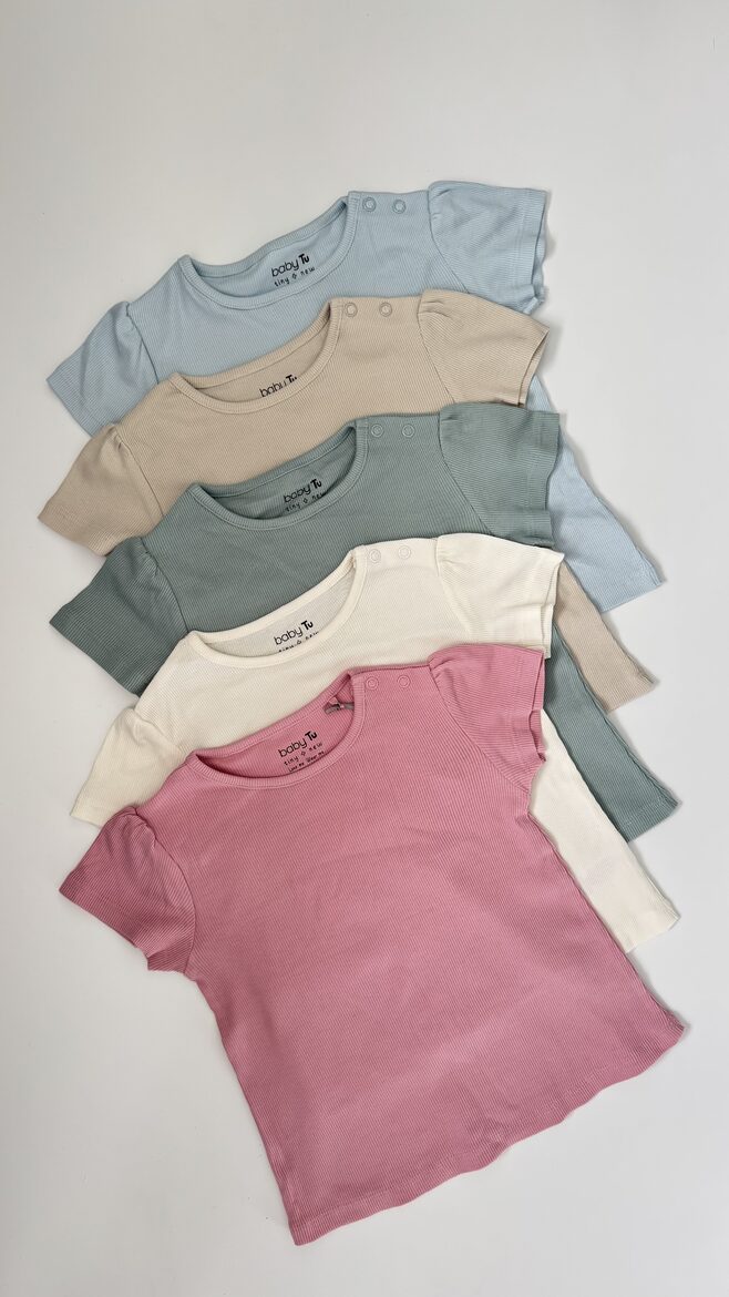 5 gab. Ribbed T-krekli “Pastel”