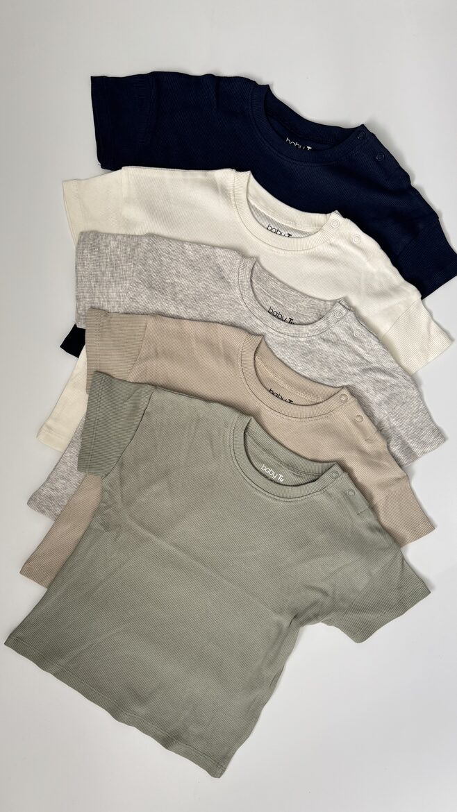 5 gab. neitrāli, bāzes ribbed T-krekli