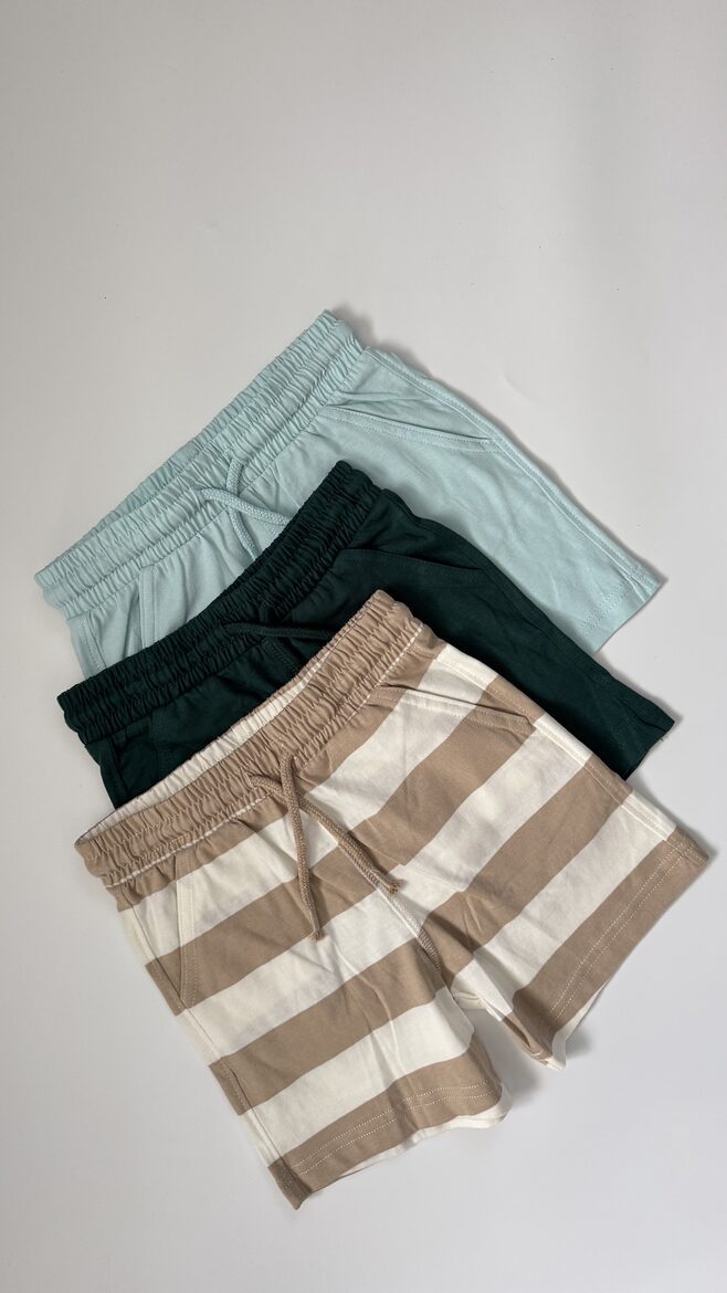 3 gab. plāni kokvilnas šorti