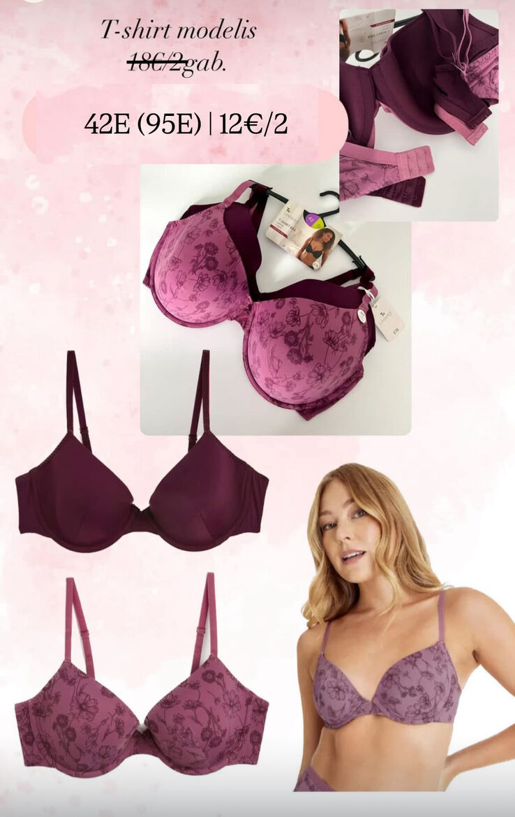 2 gab. T-shirt krūšturi plūmju toņos 