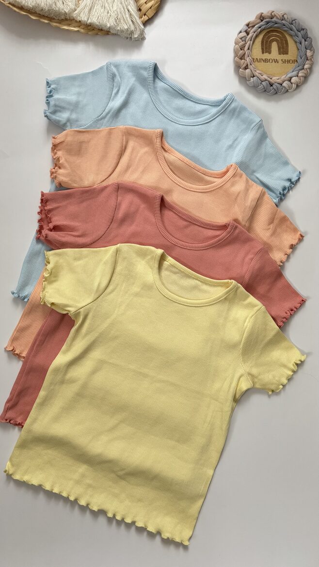 4 gab. ribbed T-krekli “Sun, peach”