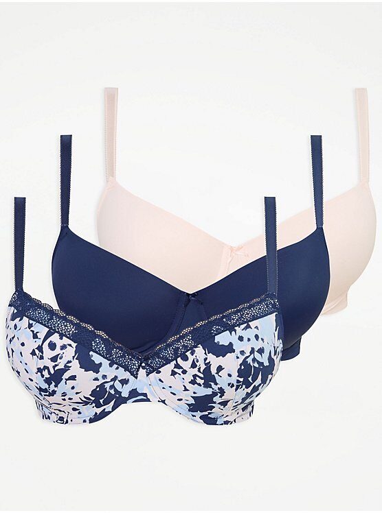 3 gab. T-shirt krūšturi “Zilie ziedi”