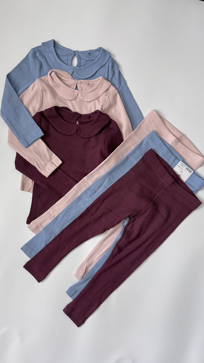 Ribbed komplekts (3 krekliņi + 3 legingi)