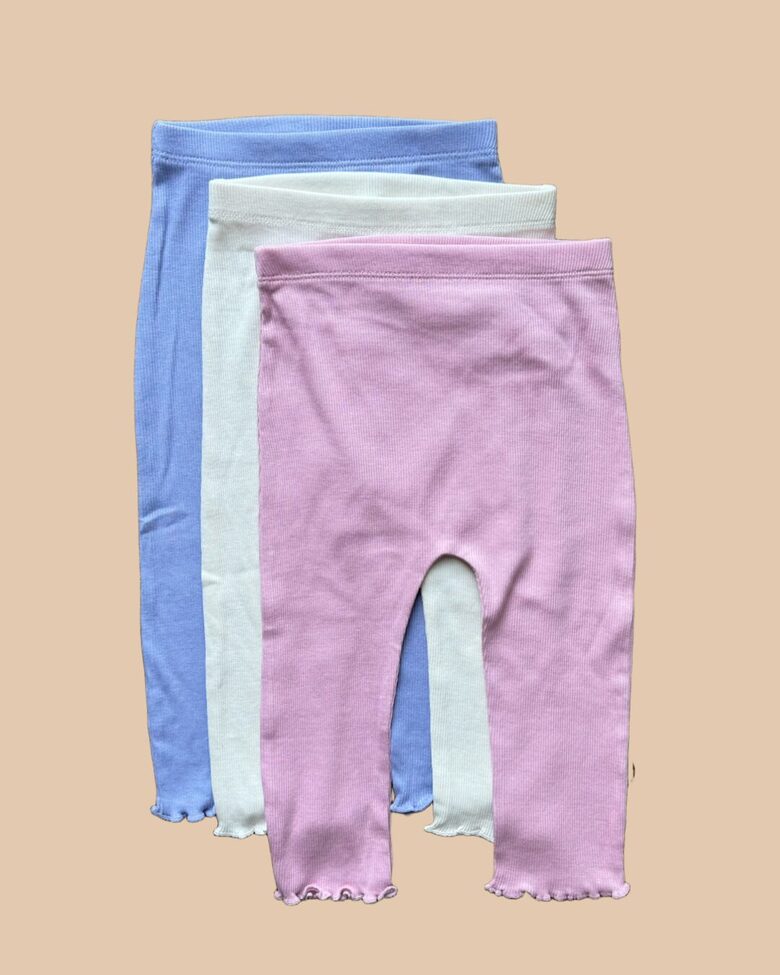 3 gab. pastel ribbed legingi