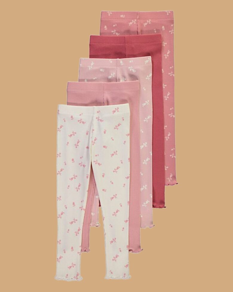 5 gab. pūdertoņu Ribbed legingi