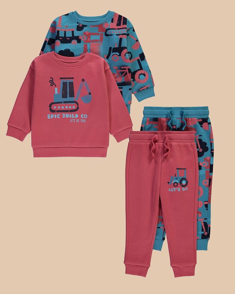 Brīvā laika kostīmi “Traktori” (2 džemperi + 2 treniņbikses)