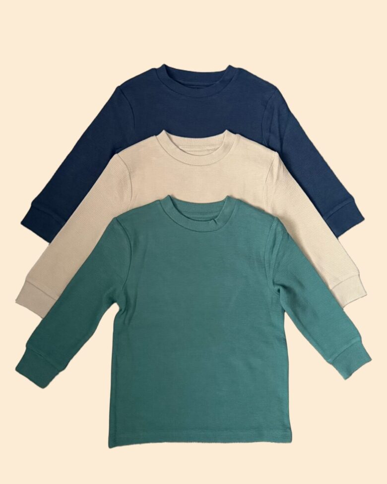 3 gab. svītriņtekstūras garroku krekliņi ar manžetēm 