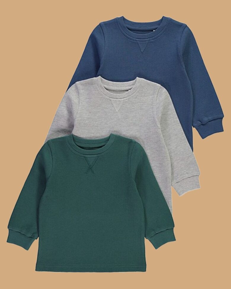 3 gab. vafeļtekstūras garroku krekliņi ar manžetēm 