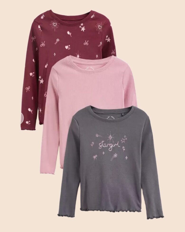 3 gab. ribbed garroku krekliņi “Burgundija”