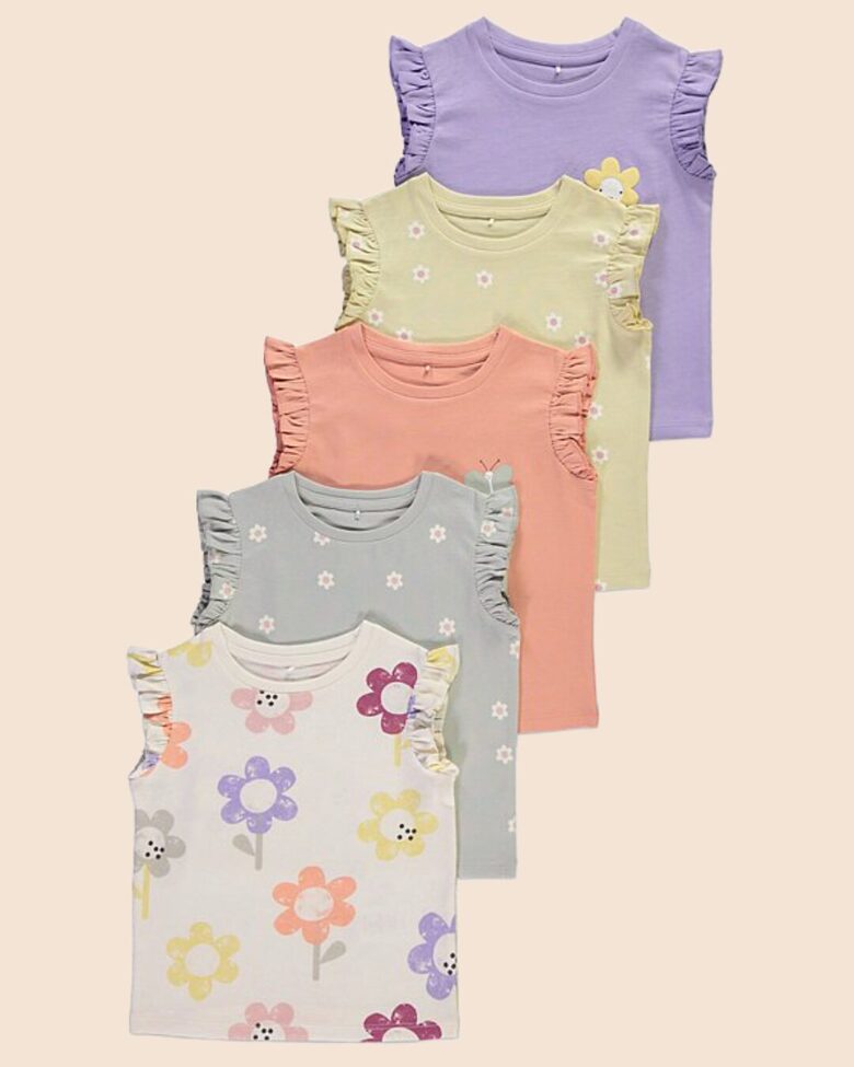 5 gab. kokvilnas T-krelli “Puķes”