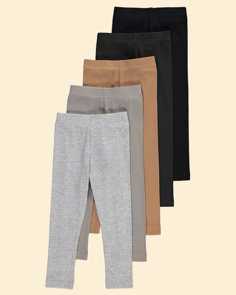 5 gab. naturālu toņu Ribbed legingi 