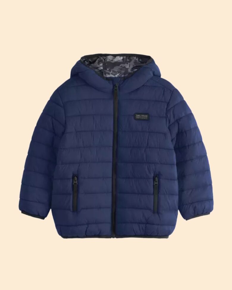 Tumši zila starpsezonas viegli siltināta, stepēta jaka 