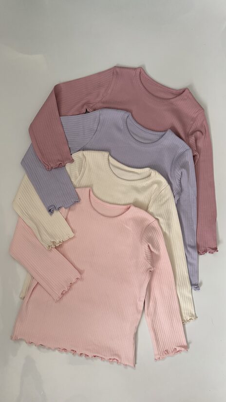 4 gab. ribbed krekliņi “Pastel pink”