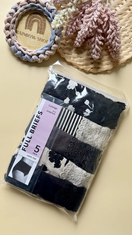 5 gab. “Full briefs” apakšbikses ar mežģīni 