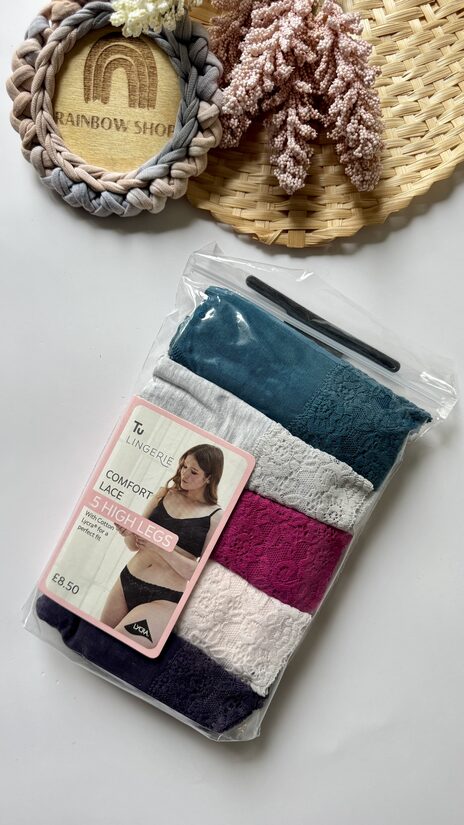 5 gab. “High legs” apakšbikses ar mežģīni 