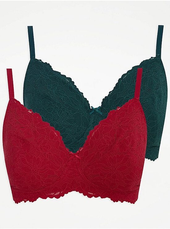 2 gab. mežģīņu krūšturi “Sarkans+zaļš”