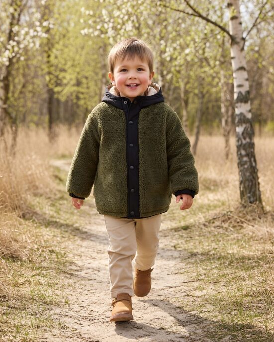 Starpsezonas Teddy jaka ar kapuci 