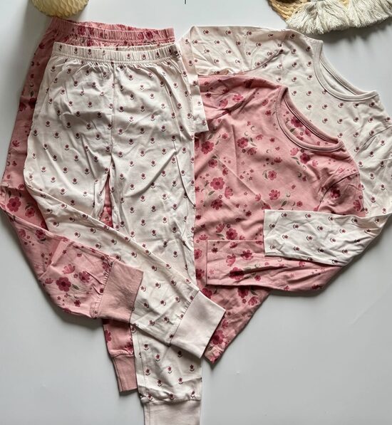 2 gab. garās pidžamas “Rozā puķes”