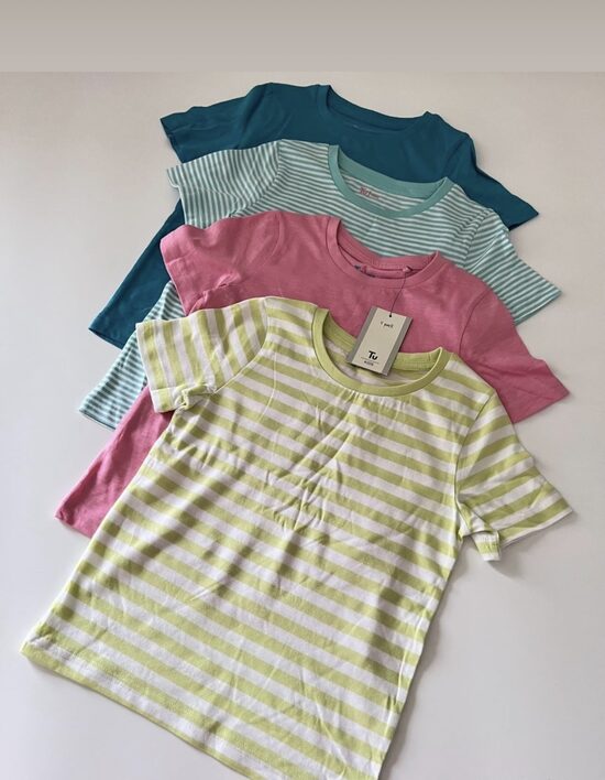 4 gab. T-krekli, 2 svītraini + 2 vienkrāsaini