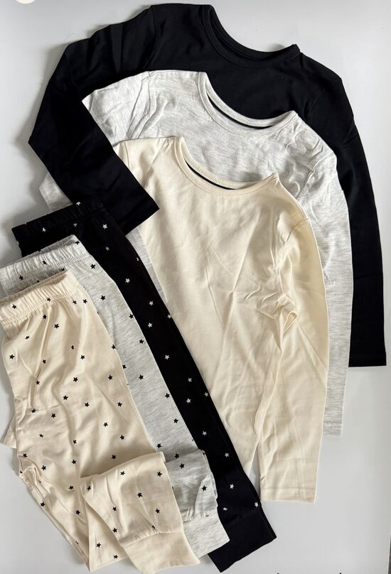 3 gab. kokvilnas garās pidžamas “Neitrālas”