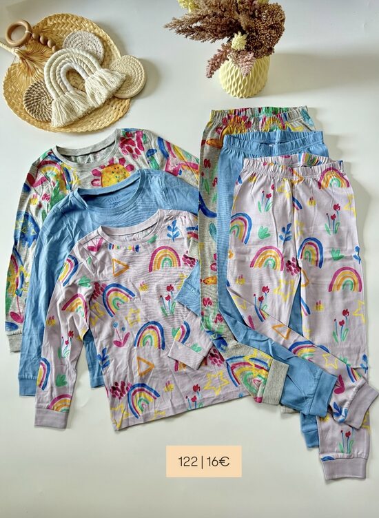 3 gab. garās pidžamas “Rainbow dino”