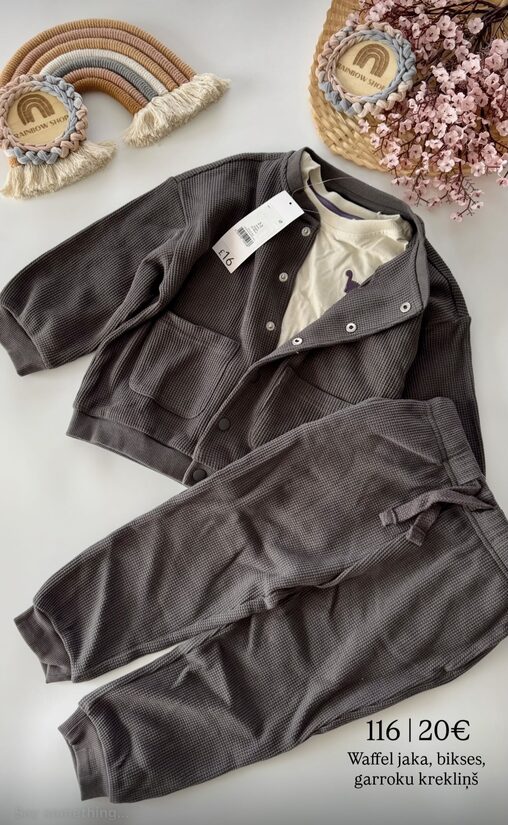 Vafeļauduma kostīms, jaka + bikses + garroku krekliņš 