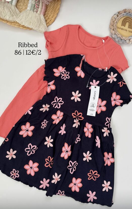 2 gab. ribbed kleitas “Peach flowers”