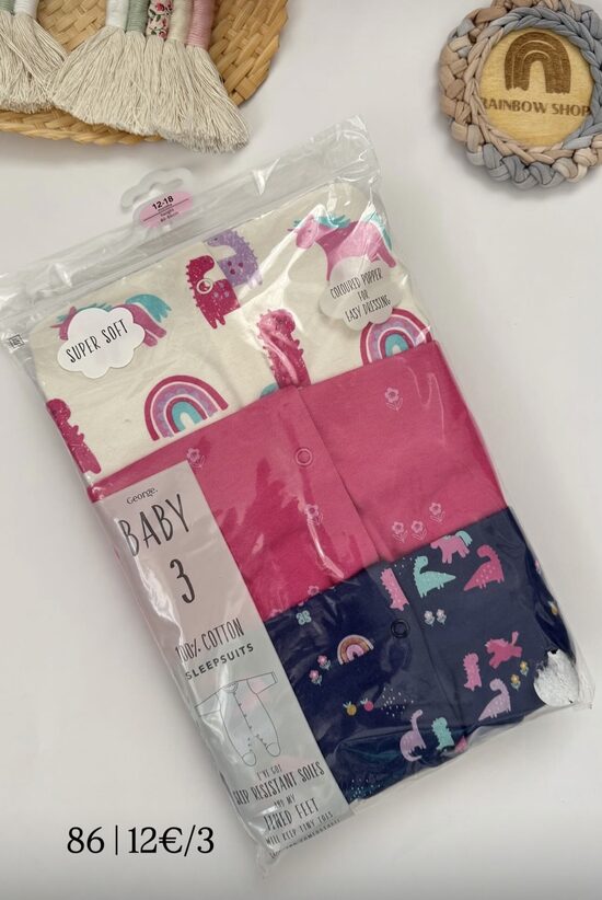 3 gab. kokvilnas rāpuļi “Dino”