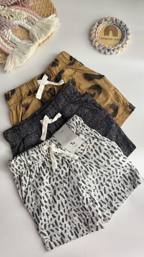 3 gab. plāni kokvilnas šorti “Animals print”