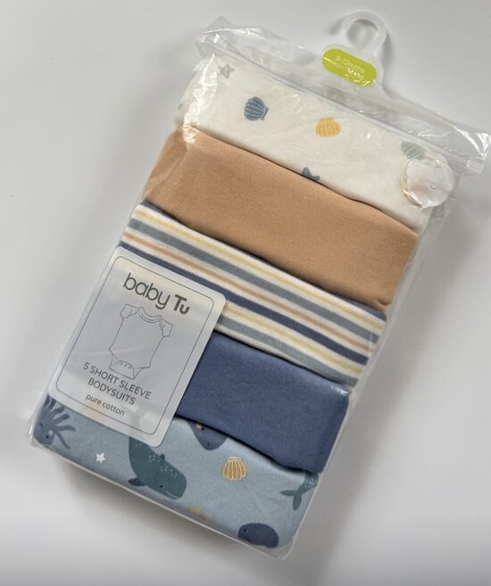 5 gab. kokvilnas īsroku bodiji “Jūra”