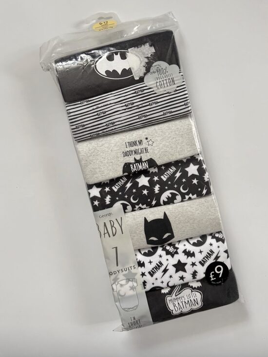 7 gab. kokvilnas īsroku bodiji “Batman”