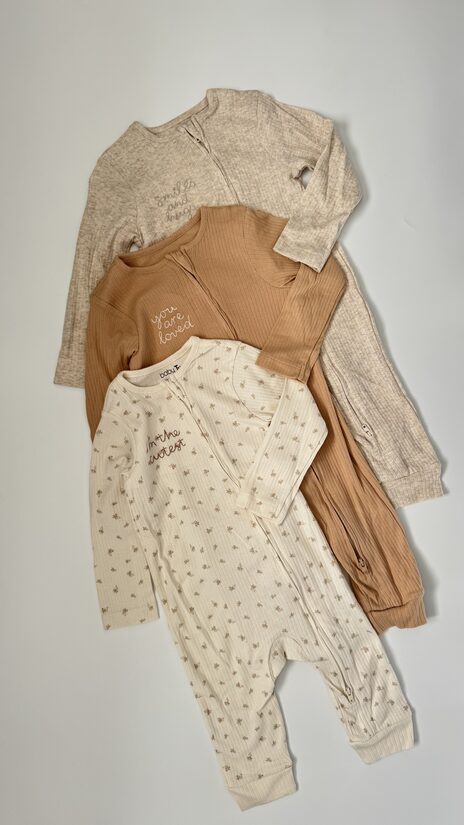 3 gab. naturālu toņu ribbed zip rāpuļi