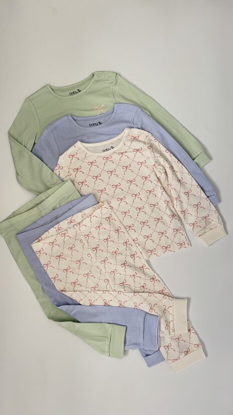 3 gab. garās pidžamas “Pastel bantītes”