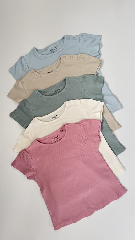 5 gab. Ribbed T-krekli “Pastel”