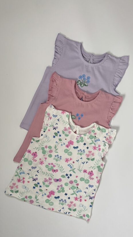 3 gab. pastel puķu T-krekli