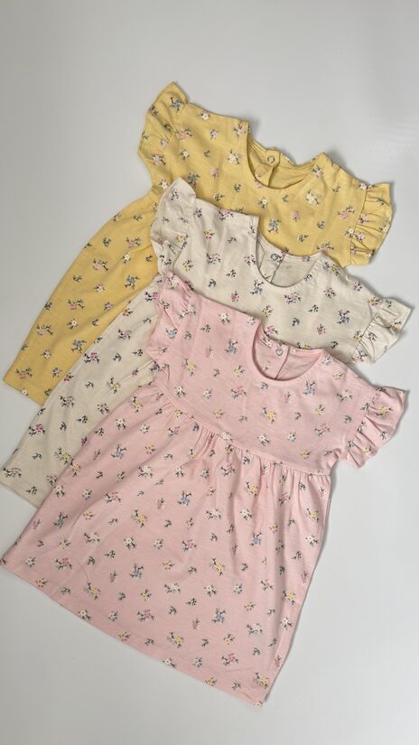 3 gab. pastel kokvilnas kleitas “Ziedi”