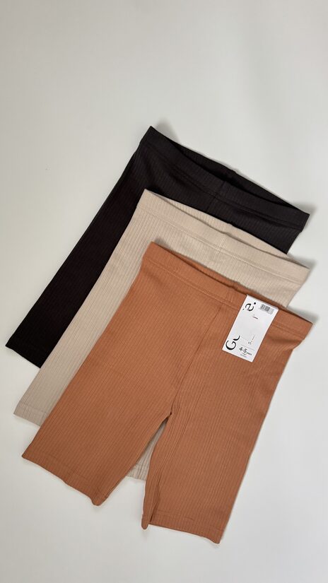 3 gab. ribbed legingšorti 