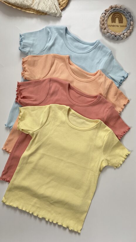 4 gab. ribbed T-krekli “Sun, peach”