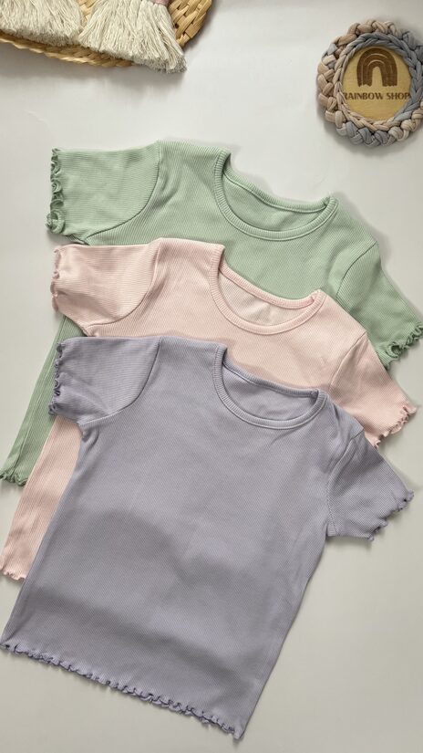 3 gab. ribbed T-krekli “Pastel pink, mint”