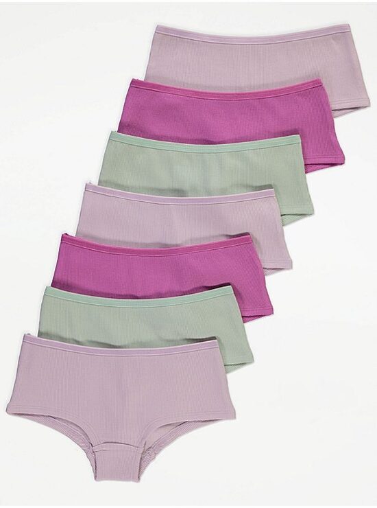 7 gab. ribbed kokvilnas apakšbikses “Pink, mint”