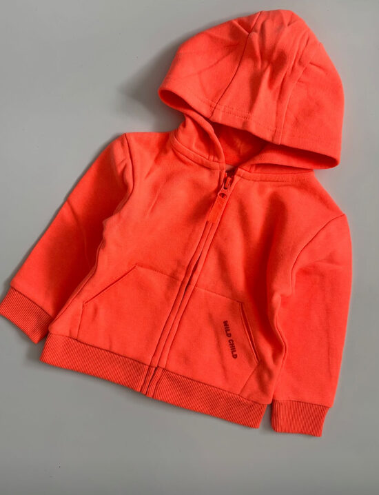 Neona koraļļu toņa jaka ar kapuci 