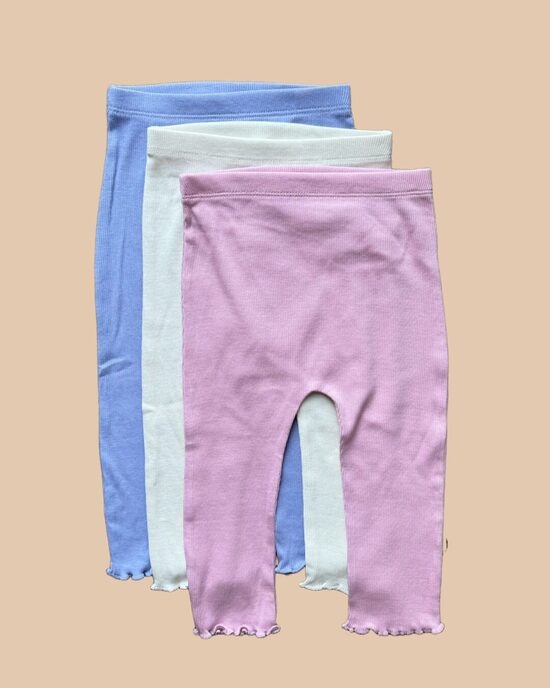 3 gab. pastel ribbed legingi