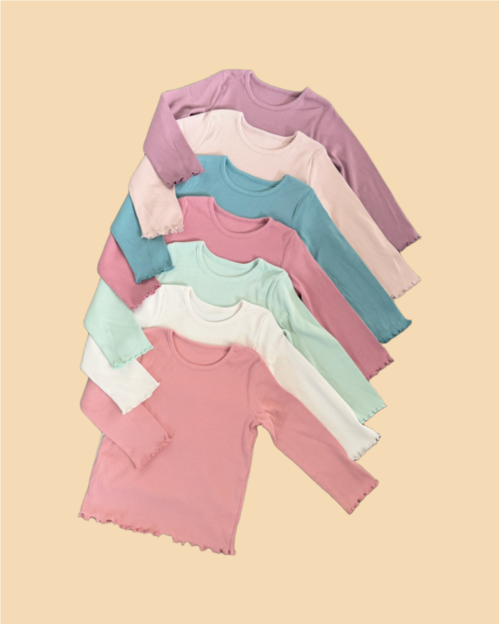 7 gab. Ribbed Pastel bāzes garroku krekliņi 